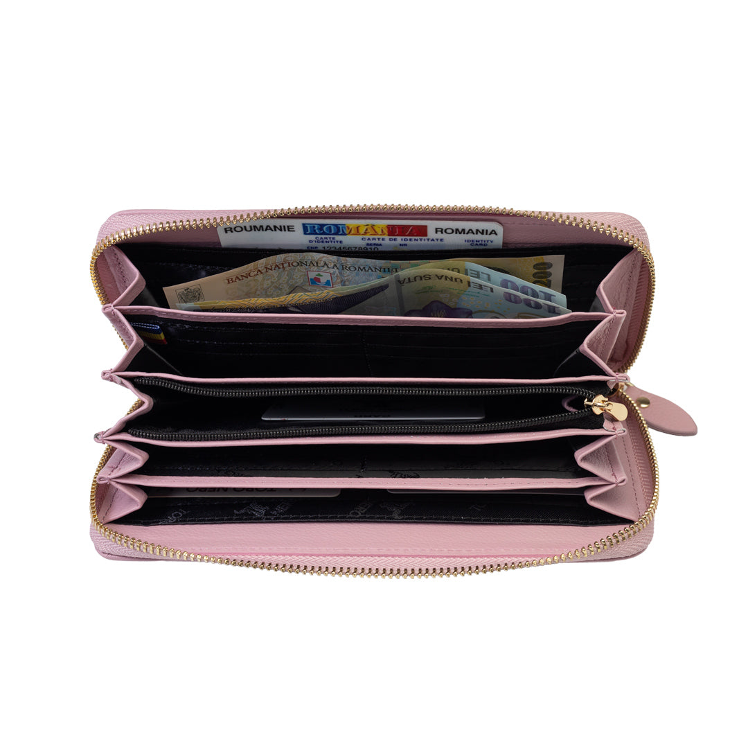 Women's wallet made of genuine leather, lilac-detail Arya