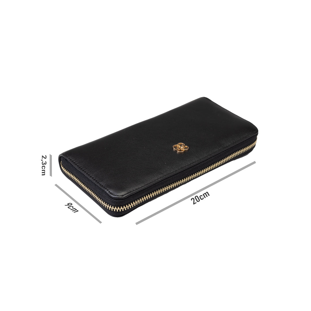 Women's wallet made of black genuine leather - Arya detail