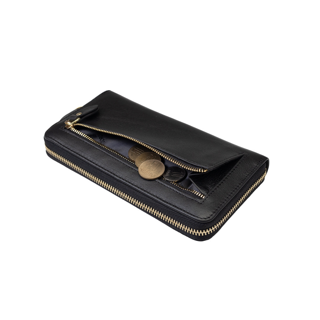 Women's wallet made of black genuine leather - Arya detail