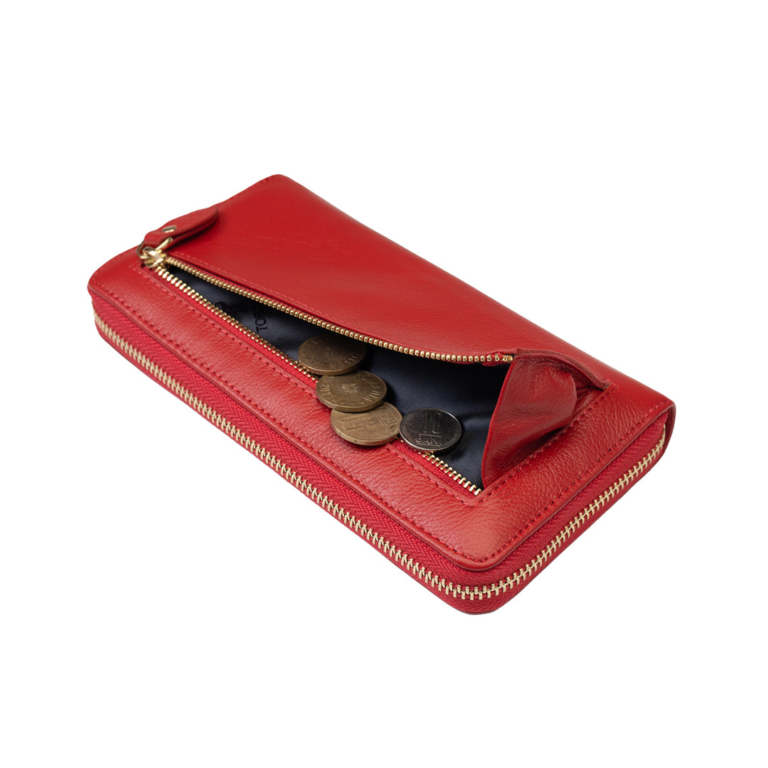 Women's wallet made of genuine leather, red - Arya detail
