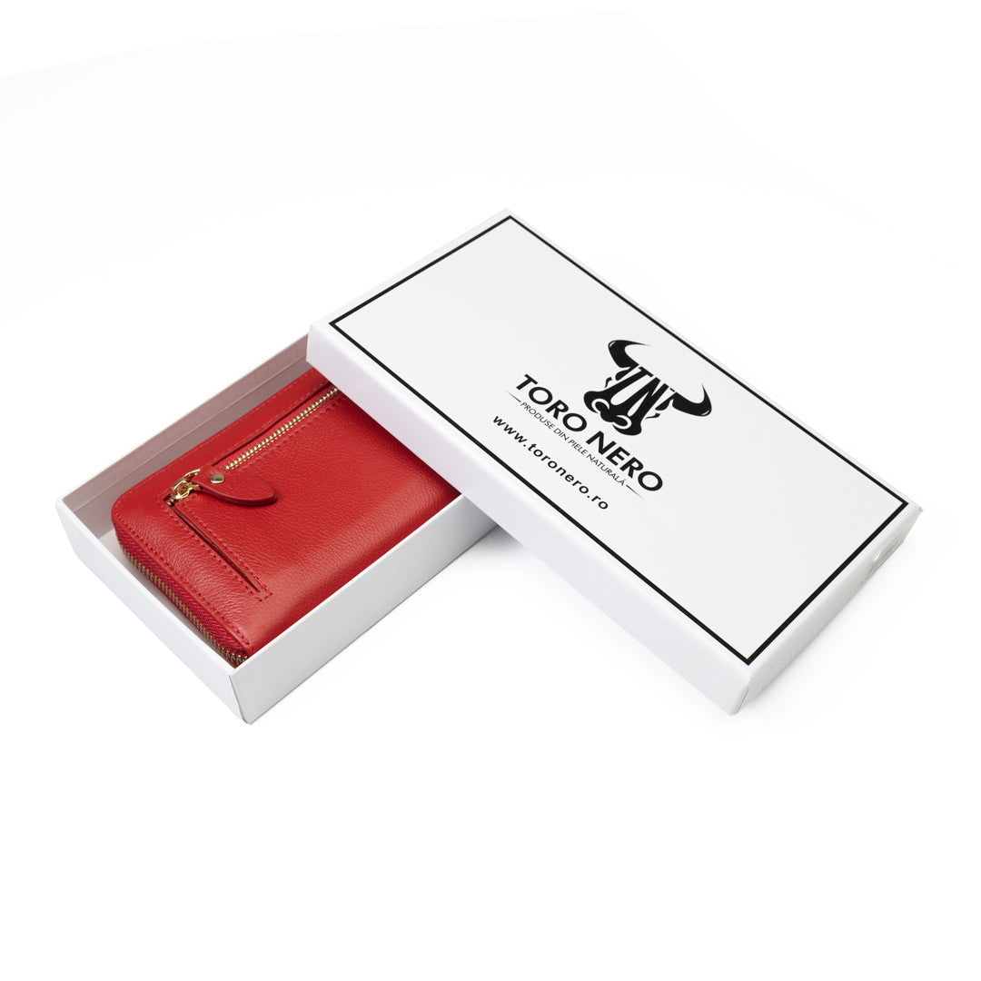 Women's wallet made of genuine leather, red - Arya detail
