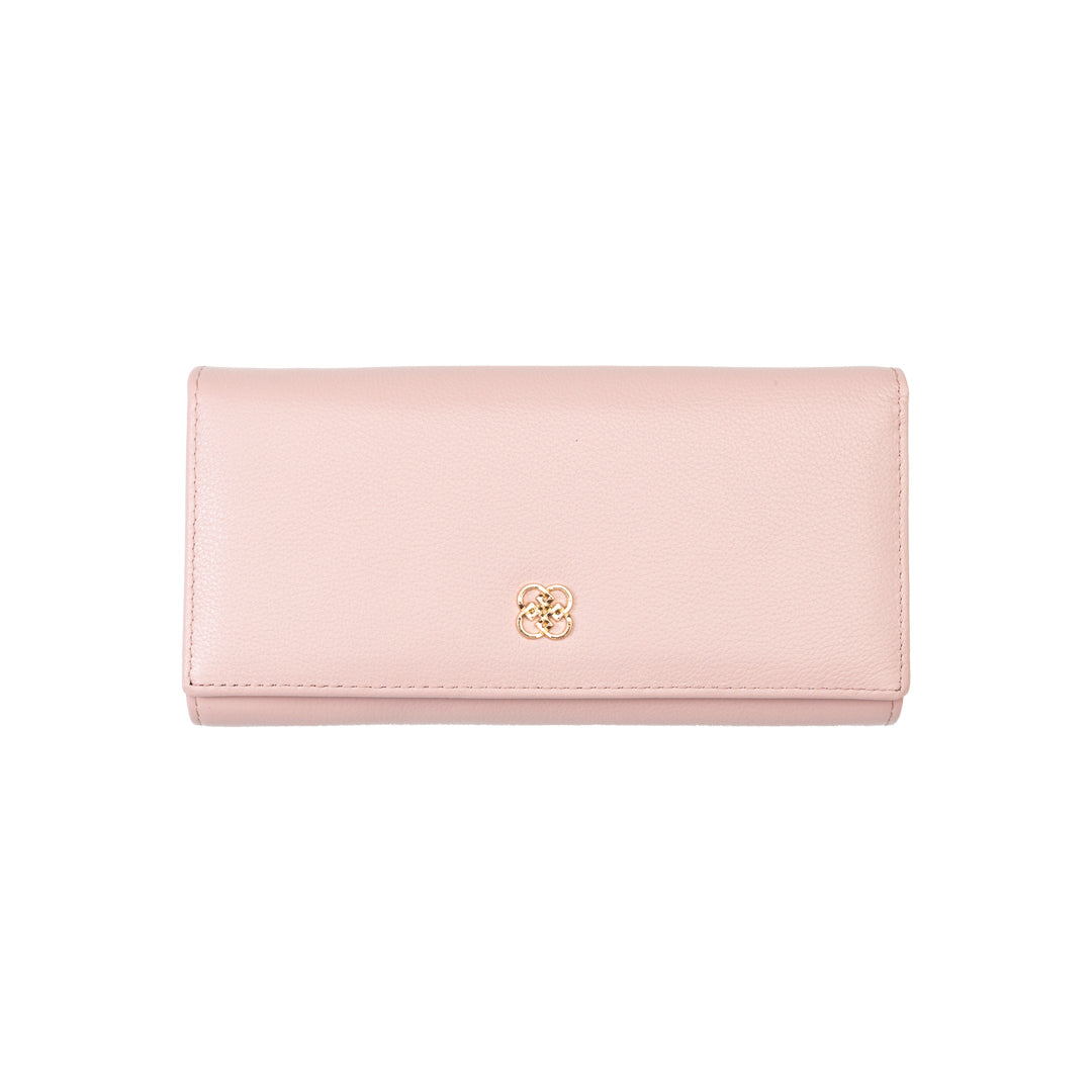 Women's wallet made of natural leather, powder pink - detail Reset