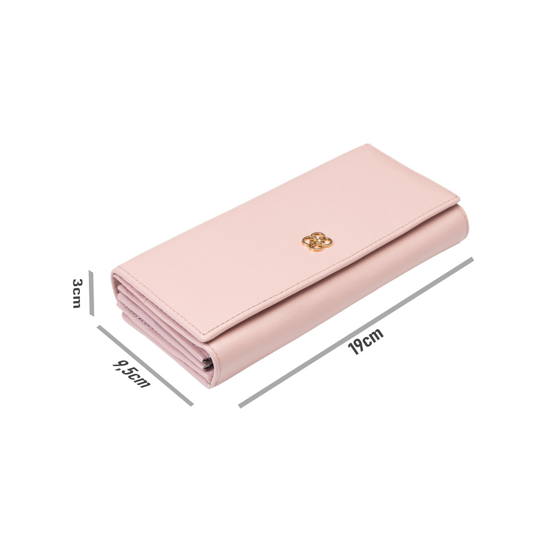 Women's wallet made of natural leather, powder pink - detail Reset